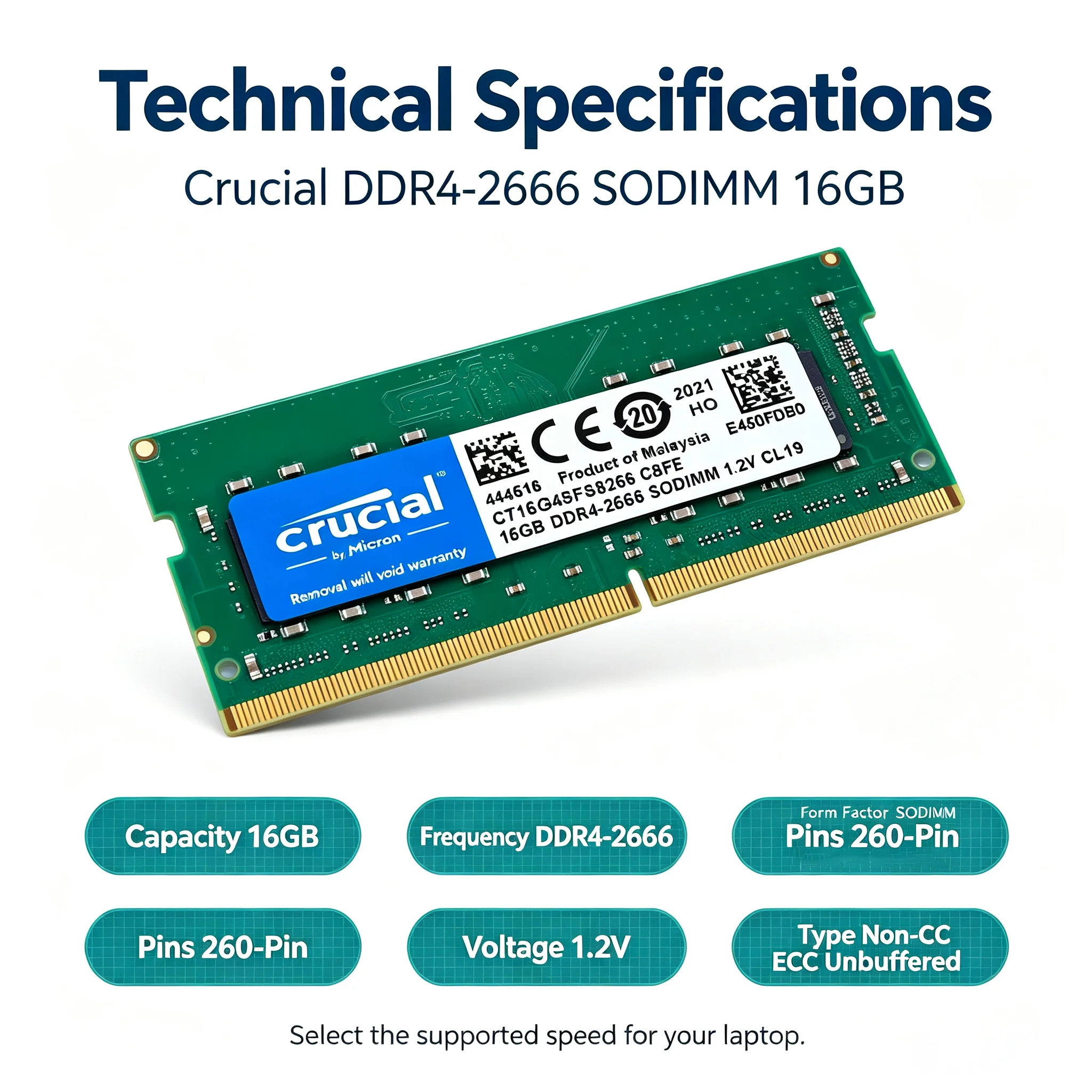 크루셜 DDR4 노트북 RAM SODIMM, 4GB,  - Ddr4 Desktop Ram 리뷰 및 가격